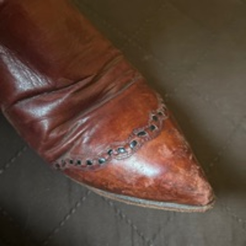 Men's Tony Lama Brown Leather Cowboy Boots Size 8 - Picture 7 of 10